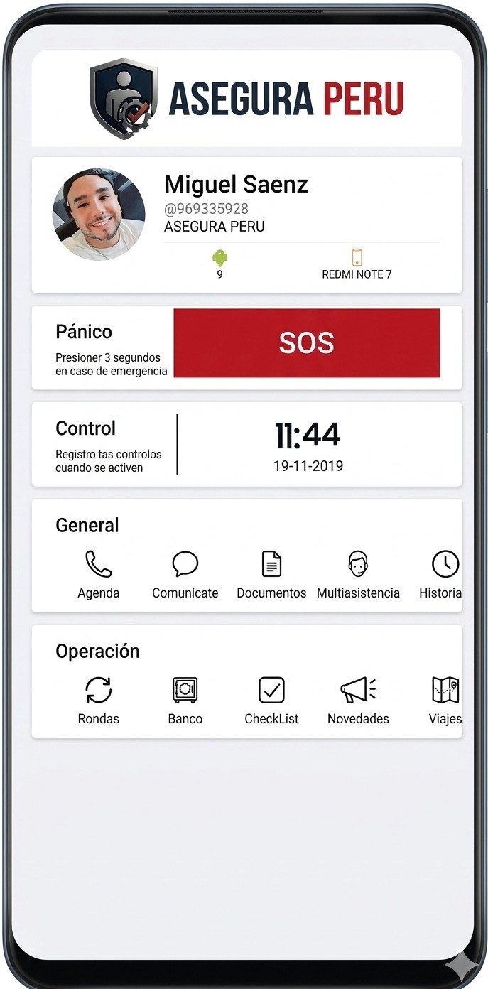 Aplicación de seguridad en dispositivo móvil